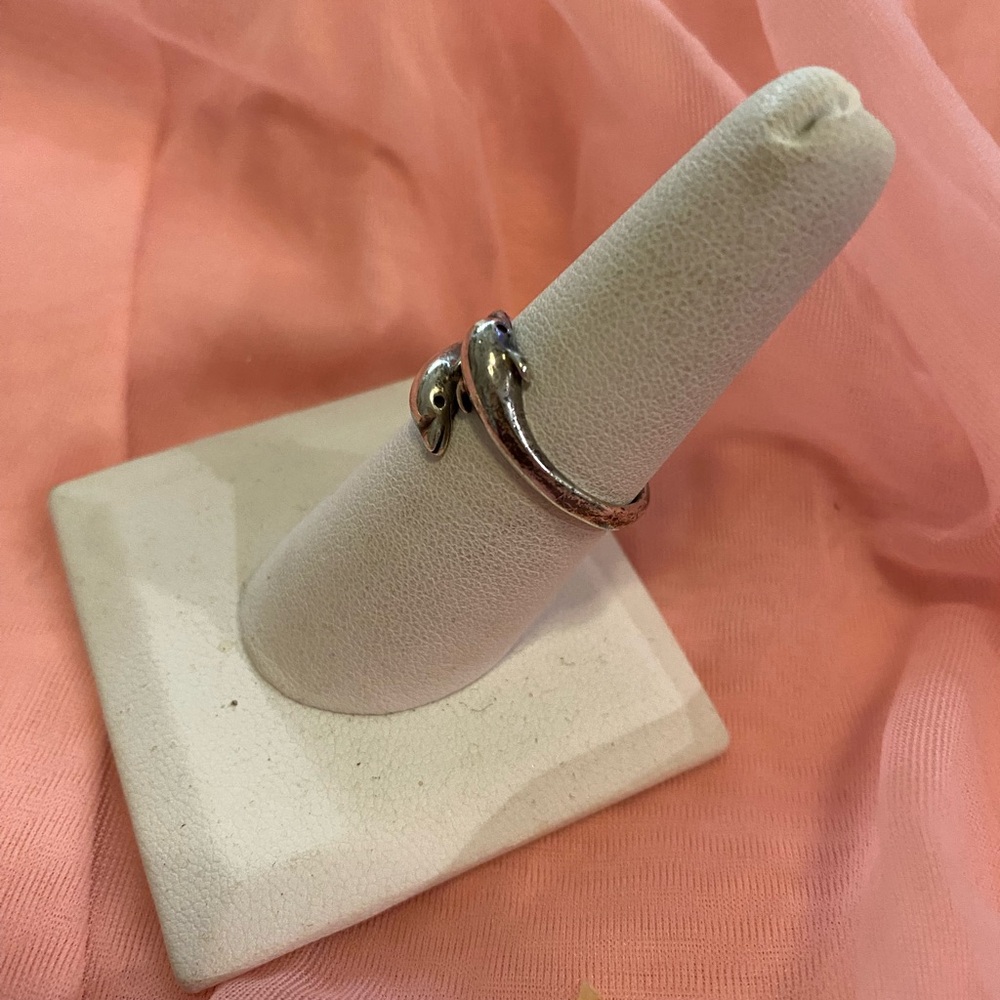 SS DOUBLE DOLPHIN RING - Picture 3 of 5